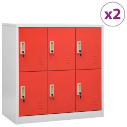 vidaXL Armarios taquilla 2 uds de acero gris claro y rojo 90x45x92,5 cm