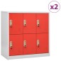vidaXL Armarios taquilla 2 uds de acero gris claro y rojo 90x45x92,5 cm vidaXL Armarios taquilla 2 uds de acero gris claro y rojo 90x45x92,5 cm