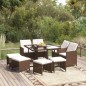 vidaXL Set de comedor jardín 9 pzas y cojines ratán sintético marrón