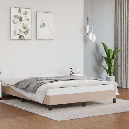 vidaXL Estructura de cama cuero sintético color capuchino 140x190 cm