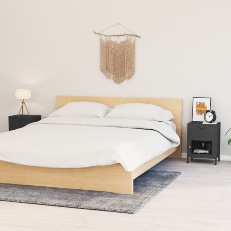 vidaXL Mesitas de noche 2 uds acero y cristal antracita 40x30x54,5 cm vidaXL Mesitas de noche 2 uds acero y cristal antracita 40x30x54,5 cm