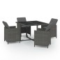 vidaXL Set comedor de jardín 5 piezas con cojines ratán sintético gris vidaXL Set comedor de jardín 5 piezas con cojines ratán sintético gris