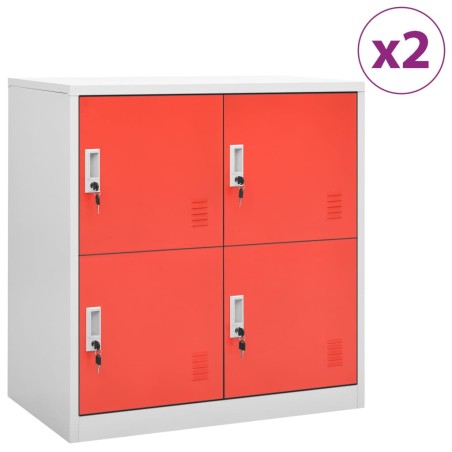 vidaXL Armarios taquilla 2 uds de acero gris y rojo 90x45x92,5 cm