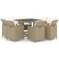 vidaXL Set comedor de jardín 9 pzas con cojines ratán sintético beige vidaXL Set comedor de jardín 9 pzas con cojines ratán sintético beige