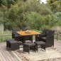 vidaXL Set de comedor de jardín 9 pzas y cojines ratán sintético negro vidaXL Set de comedor de jardín 9 pzas y cojines ratán sintético negro
