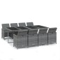 vidaXL Set comedor jardín 9 pzas y cojines ratán sintético gris