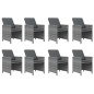 vidaXL Set comedor jardín 9 pzas y cojines ratán sintético gris