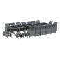 vidaXL Set de comedor jardín 19 pzas con cojines ratán sintético gris vidaXL Set de comedor jardín 19 pzas con cojines ratán sintético gris
