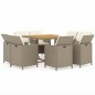 vidaXL Set comedor de jardín 9 pzas con cojines ratán sintético beige vidaXL Set comedor de jardín 9 pzas con cojines ratán sintético beige