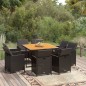 vidaXL Set de comedor de jardín 9 pzas y cojines ratán sintético negro vidaXL Set de comedor de jardín 9 pzas y cojines ratán sintético negro
