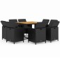 vidaXL Set de comedor de jardín 9 pzas y cojines ratán sintético negro vidaXL Set de comedor de jardín 9 pzas y cojines ratán sintético negro