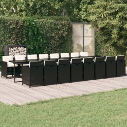 vidaXL Set de muebles jardín 17 pzas con cojines ratán sintético negro