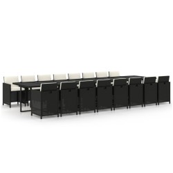 vidaXL Set de muebles jardín 17 pzas con cojines ratán sintético negro