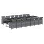 vidaXL Set comedor jardín 15 pzas y cojines ratán sintético gris vidaXL Set comedor jardín 15 pzas y cojines ratán sintético gris