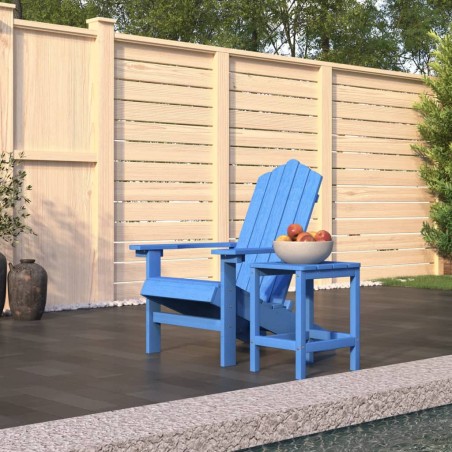 vidaXL Silla de jardín Adirondack con mesa HDPE azul aguamarina