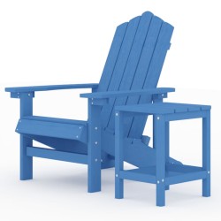 vidaXL Silla de jardín Adirondack con mesa HDPE azul aguamarina