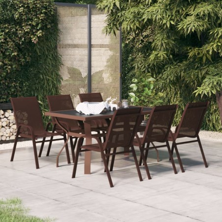 vidaXL Juego de comedor de jardín 7 piezas marrón y negro