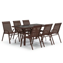 vidaXL Juego de comedor de jardín 7 piezas marrón y negro
