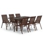 vidaXL Juego de comedor de jardín 7 piezas marrón y negro vidaXL Juego de comedor de jardín 7 piezas marrón y negro