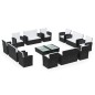 vidaXL Set muebles de jardín 16 piezas y cojines ratán sintético negro vidaXL Set muebles de jardín 16 piezas y cojines ratán sintético negro
