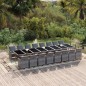 vidaXL Set comedor de jardín 17 pzas y cojines ratán sintético gris vidaXL Set comedor de jardín 17 pzas y cojines ratán sintético gris
