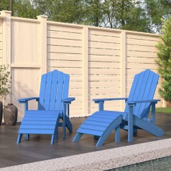 vidaXL Sillas jardín Adirondack 2 uds con reposapiés HDPE aguamarina