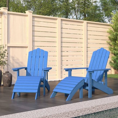 vidaXL Sillas jardín Adirondack 2 uds con reposapiés HDPE aguamarina