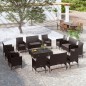 vidaXL Set muebles de jardín 16 piezas y cojines ratán sintético negro vidaXL Set muebles de jardín 16 piezas y cojines ratán sintético negro
