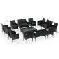 vidaXL Set muebles de jardín 16 piezas y cojines ratán sintético negro vidaXL Set muebles de jardín 16 piezas y cojines ratán sintético negro