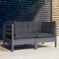 vidaXL Sofá de jardín 2 plazas con cojines madera pino gris antracita vidaXL Sofá de jardín 2 plazas con cojines madera pino gris antracita
