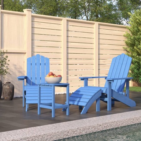 vidaXL Sillas de jardín Adirondack reposapiés y mesa HDPE aguamarina