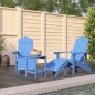 vidaXL Sillas de jardín Adirondack reposapiés y mesa HDPE aguamarina