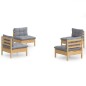 vidaXL Juego de muebles de jardín 4 pzas y cojines madera pino gris vidaXL Juego de muebles de jardín 4 pzas y cojines madera pino gris