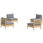 vidaXL Juego de muebles de jardín 4 pzas y cojines madera pino gris vidaXL Juego de muebles de jardín 4 pzas y cojines madera pino gris