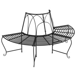 vidaXL Banco de jardín semicircular 2 uds de acero negro Ø159