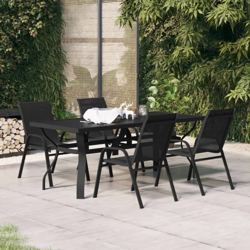 vidaXL Juego de comedor para jardín 5 piezas negro vidaXL Juego de comedor para jardín 5 piezas negro