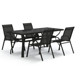 vidaXL Juego de comedor para jardín 5 piezas negro