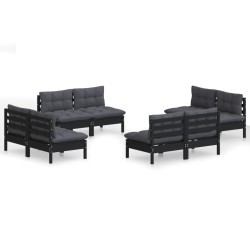 vidaXL Muebles de jardín 8 pzas con cojines antracita madera de pino