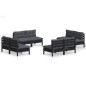 vidaXL Muebles de jardín 8 pzas con cojines antracita madera de pino