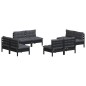 vidaXL Muebles de jardín 8 pzas con cojines antracita madera de pino