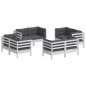 vidaXL Muebles de jardín 8 pzas con cojines antracita madera de pino vidaXL Muebles de jardín 8 pzas con cojines antracita madera de pino