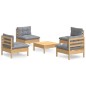vidaXL Juego de muebles de jardín 5 pzas y cojines madera pino gris vidaXL Juego de muebles de jardín 5 pzas y cojines madera pino gris