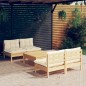 vidaXL Muebles de jardín 5 piezas cojines madera de pino crema vidaXL Muebles de jardín 5 piezas cojines madera de pino crema