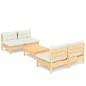 vidaXL Muebles de jardín 5 piezas cojines madera de pino crema vidaXL Muebles de jardín 5 piezas cojines madera de pino crema