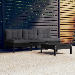 vidaXL Muebles de jardín 4 pzas con cojines antracita madera de pino