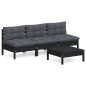 vidaXL Muebles de jardín 4 pzas con cojines antracita madera de pino vidaXL Muebles de jardín 4 pzas con cojines antracita madera de pino