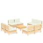 vidaXL Muebles de jardín 9 piezas cojines madera de pino color crema vidaXL Muebles de jardín 9 piezas cojines madera de pino color crema