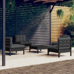vidaXL Muebles de jardín 5 pzas con cojines antracita madera de pino