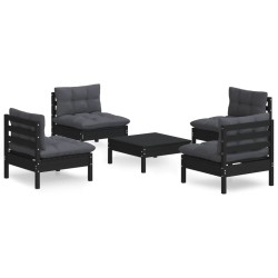 vidaXL Muebles de jardín 5 pzas con cojines antracita madera de pino