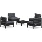 vidaXL Muebles de jardín 5 pzas con cojines antracita madera de pino vidaXL Muebles de jardín 5 pzas con cojines antracita madera de pino